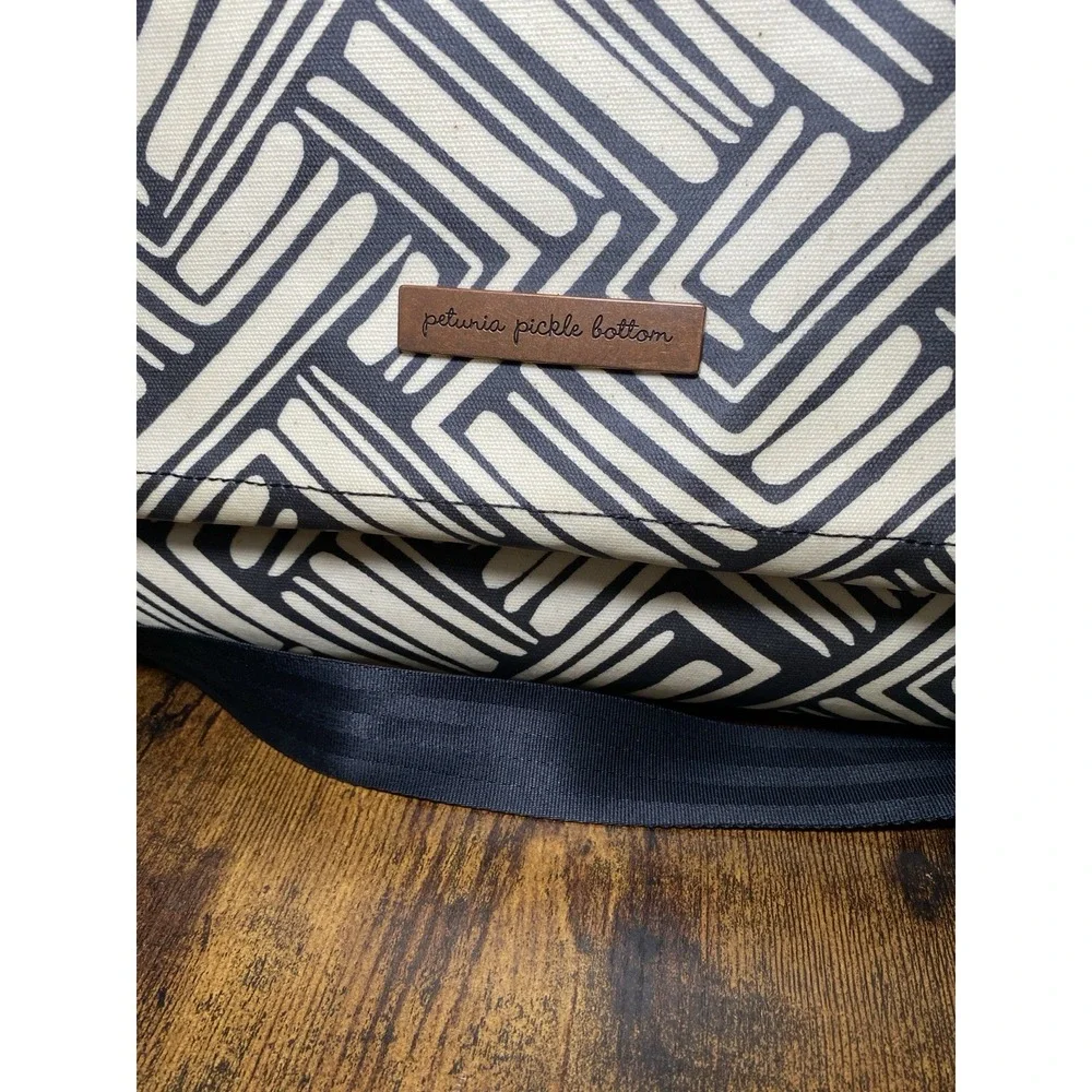 Petunia Pickle Bottom Boxy Neutral abstract Backpack Designer Diaper Bag